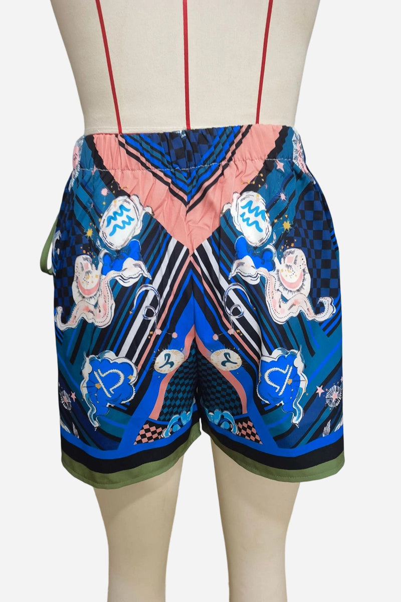 Animal Print Wrap Design Casual Shorts