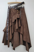 Asymmetrical Ruffle Midi Skirt