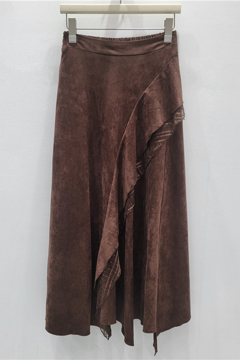 Asymmetrical Midi Wrap Skirt