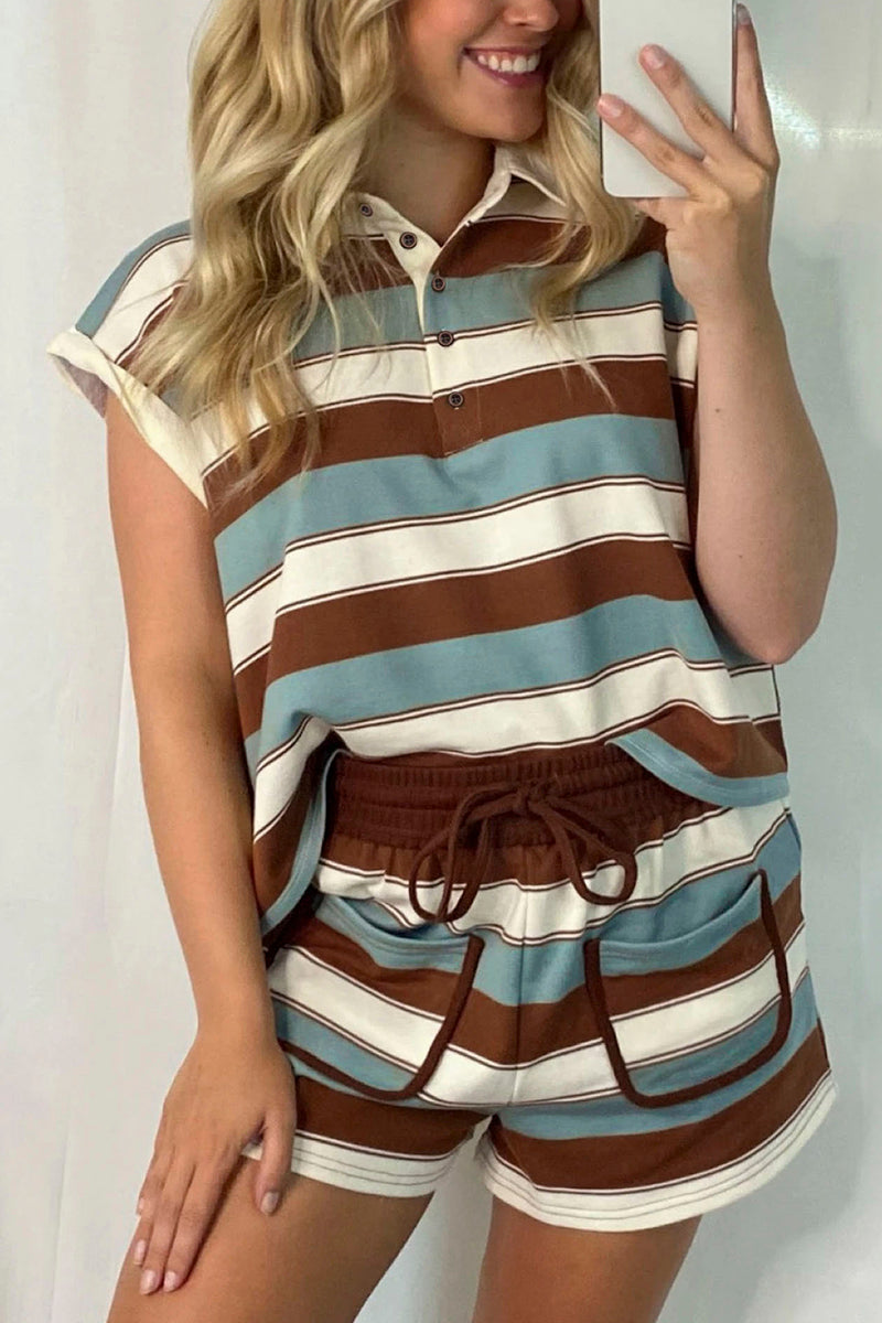 Button Polo Collar Tee & Short Set