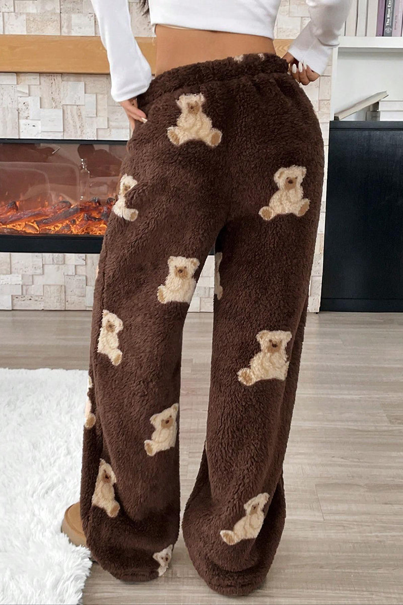 Bear Print Casual Loose Pants
