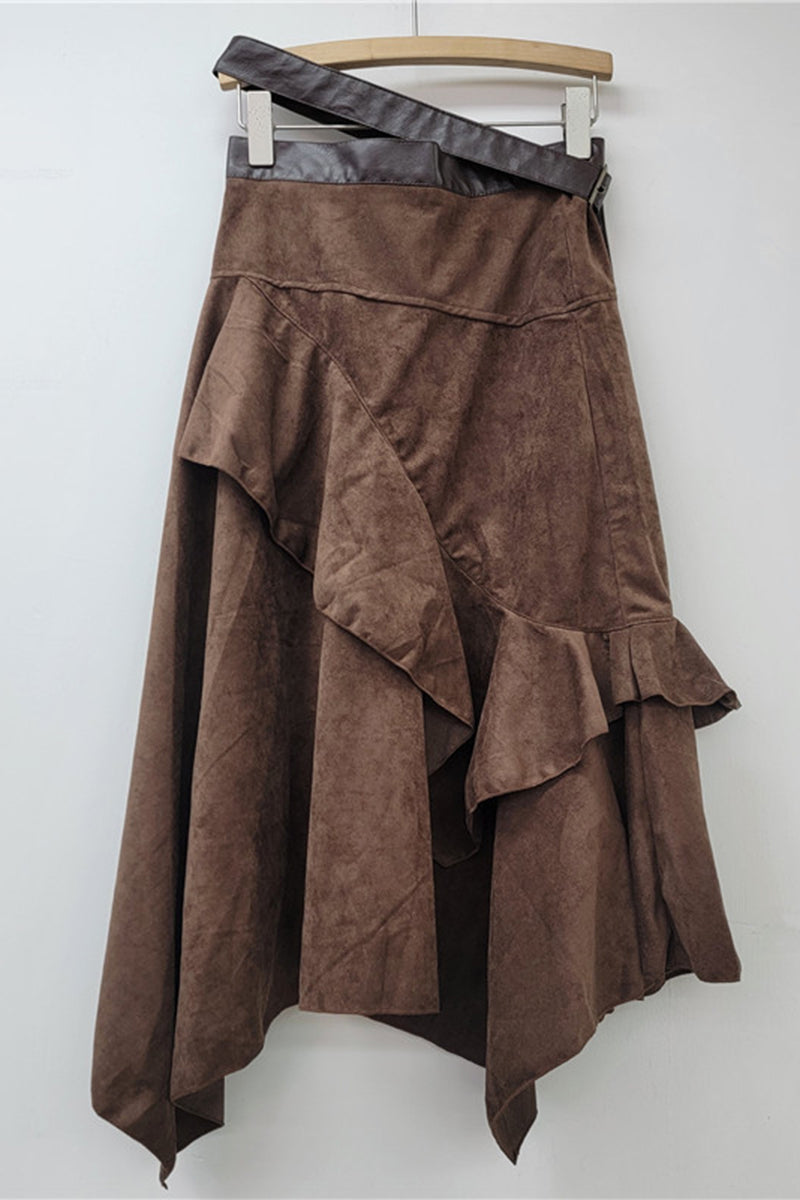 Asymmetrical Ruffle Midi Skirt