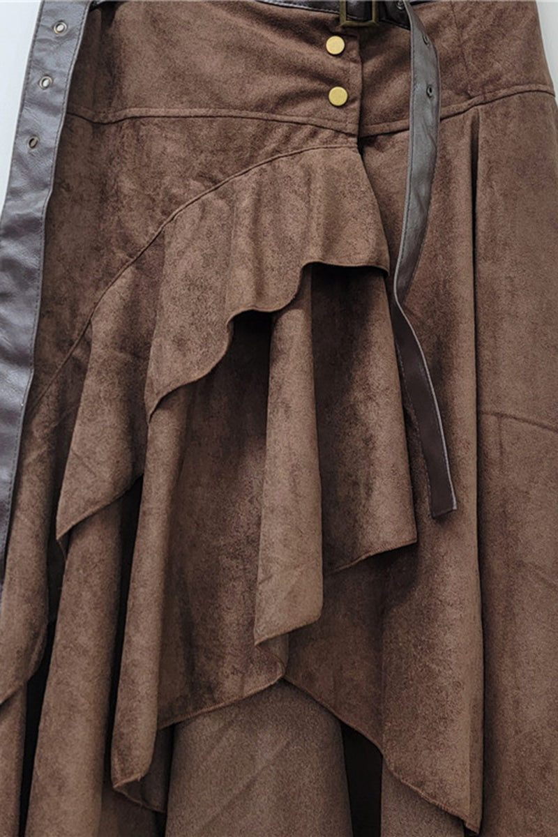 Asymmetrical Ruffle Midi Skirt