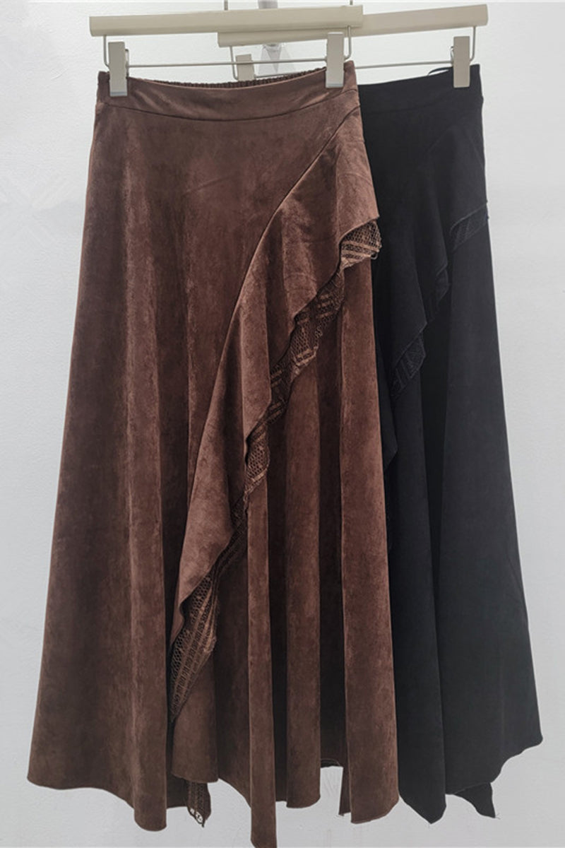 Asymmetrical Midi Wrap Skirt