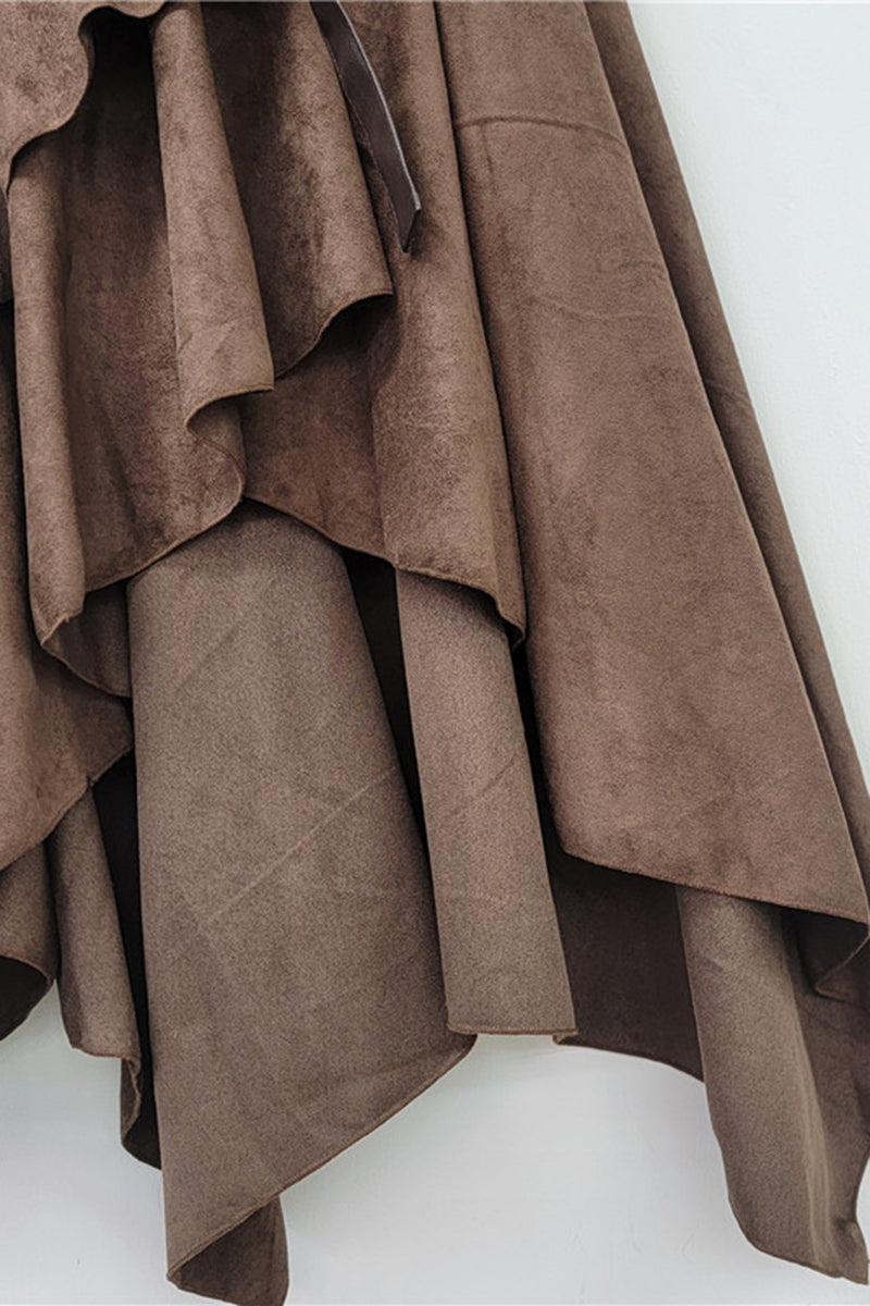 Asymmetrical Ruffle Midi Skirt