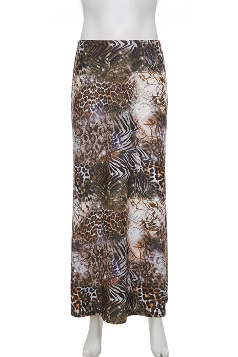 Animal Print Midi Skirt