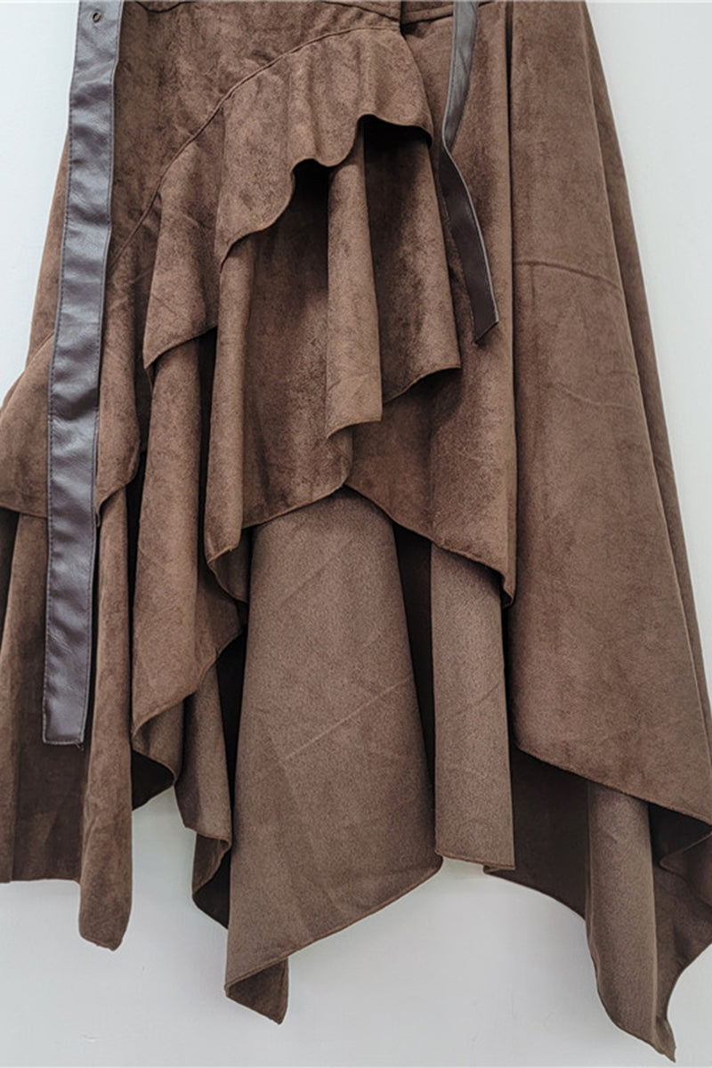 Asymmetrical Ruffle Midi Skirt
