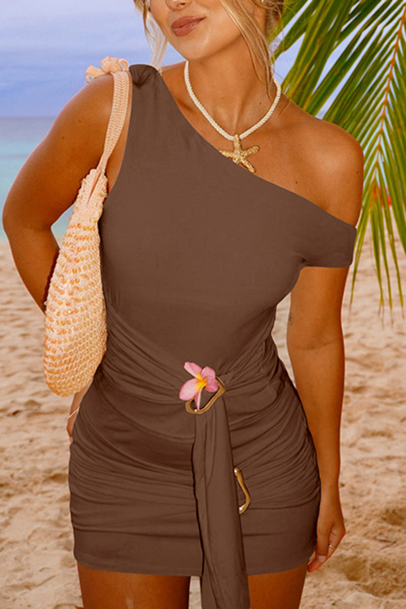 Asymmetric One-Shoulder Skirt Set
