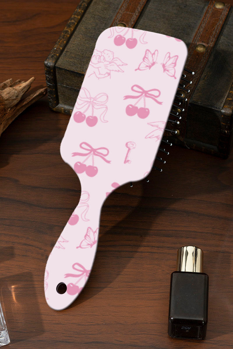 Bow Pattern Paddle Hair Brush