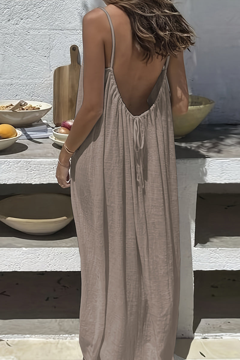 Backless Flowy Sleeveless Casual Dress