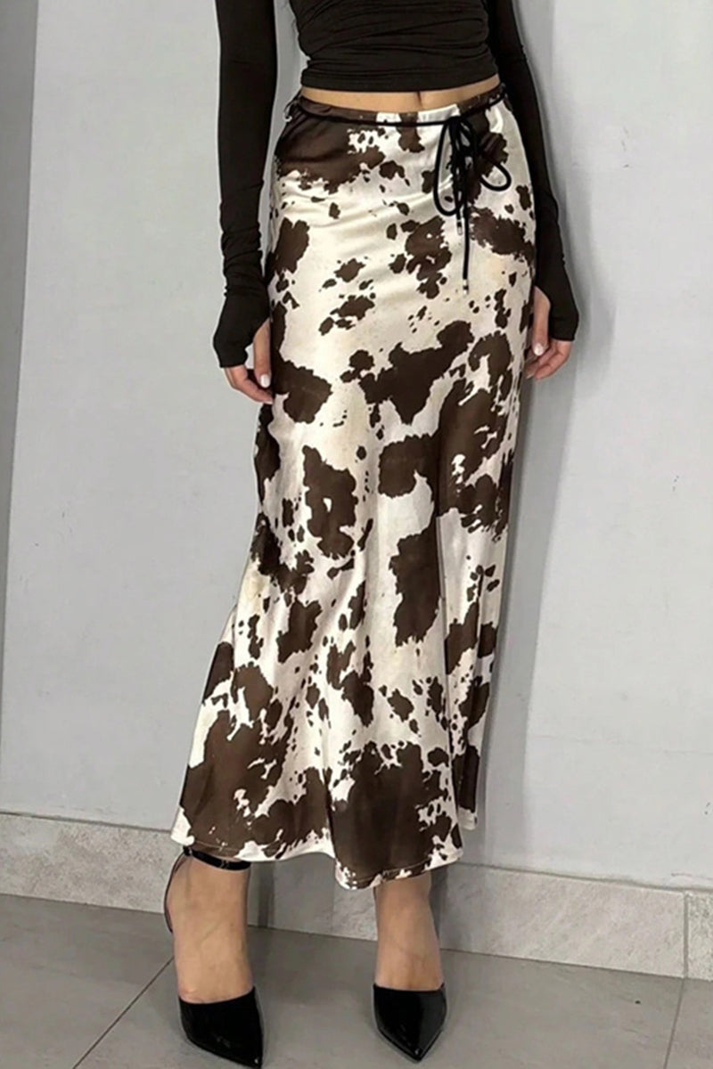 Abstract Print Midi Skirt