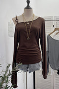 Asymmetrical Off-Shoulder Long Sleeve Top
