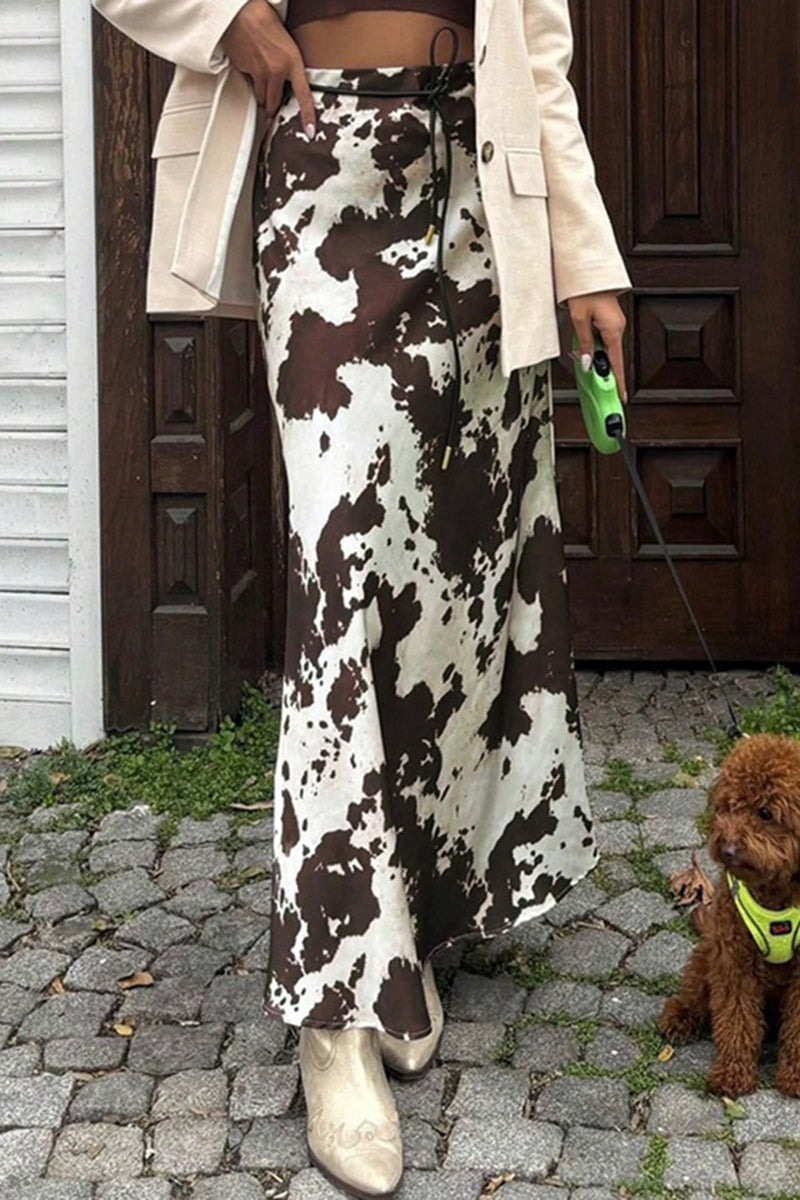 Abstract Print Midi Skirt
