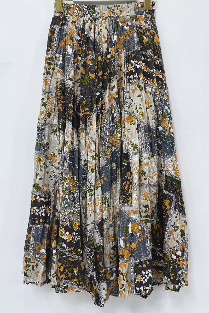 Bohemian Print Midi Skirt
