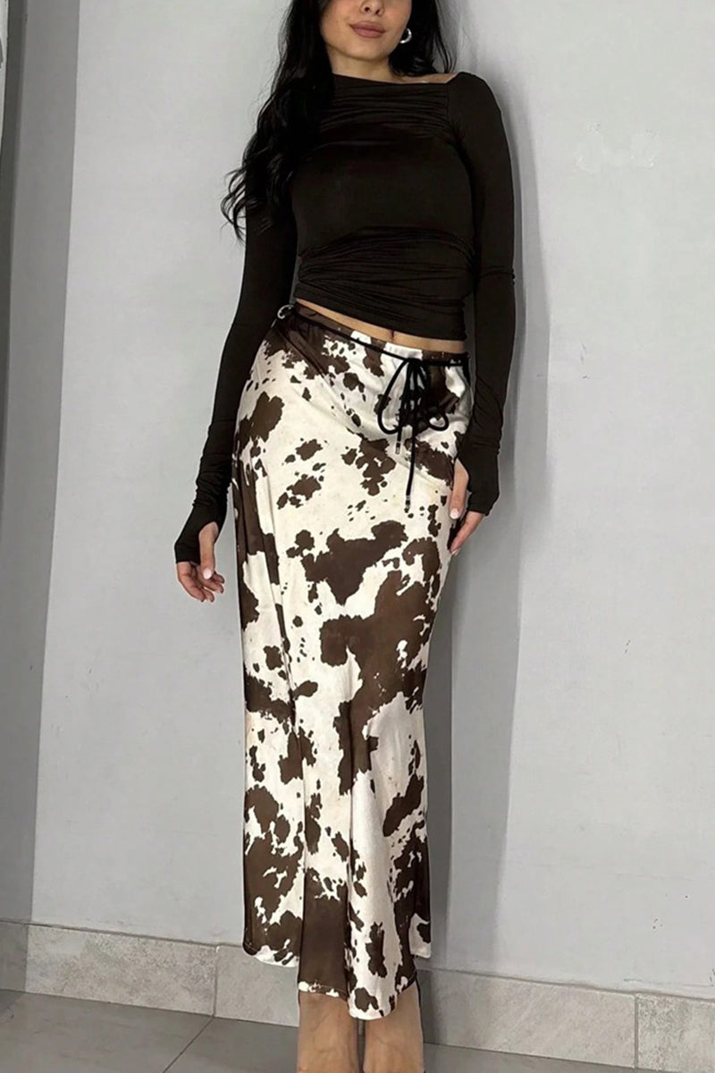 Abstract Print Midi Skirt