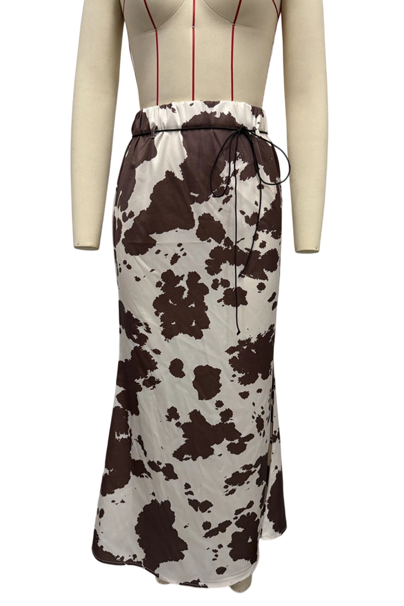 Abstract Print Midi Skirt