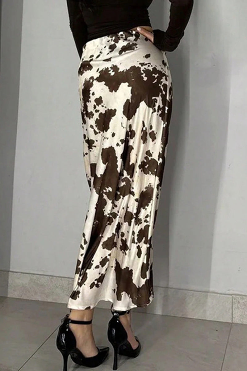 Abstract Print Midi Skirt