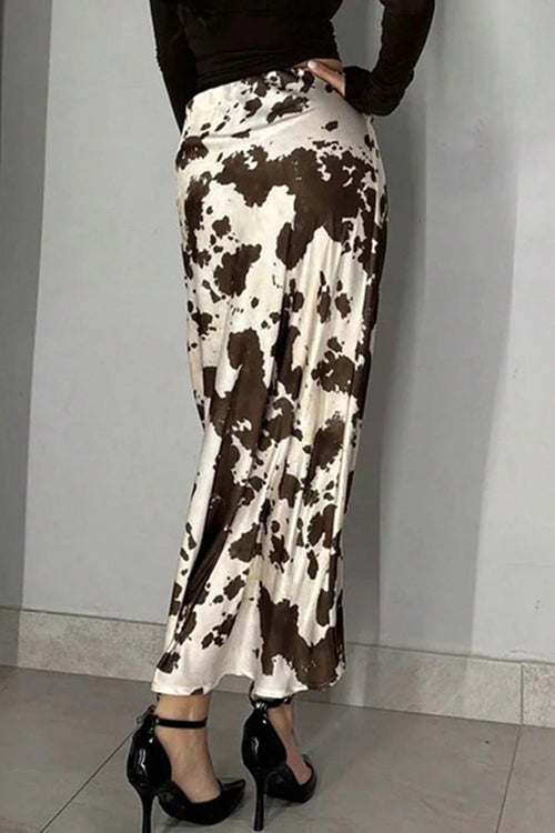 Abstract Print Midi Skirt