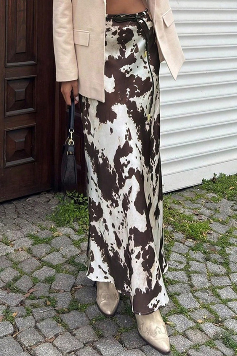 Abstract Print Midi Skirt