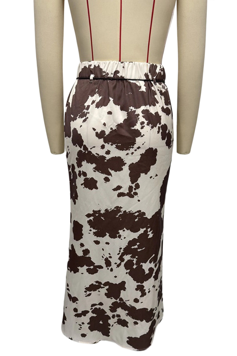 Abstract Print Midi Skirt