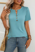 Button-Detail Short Sleeve Polo Shirt