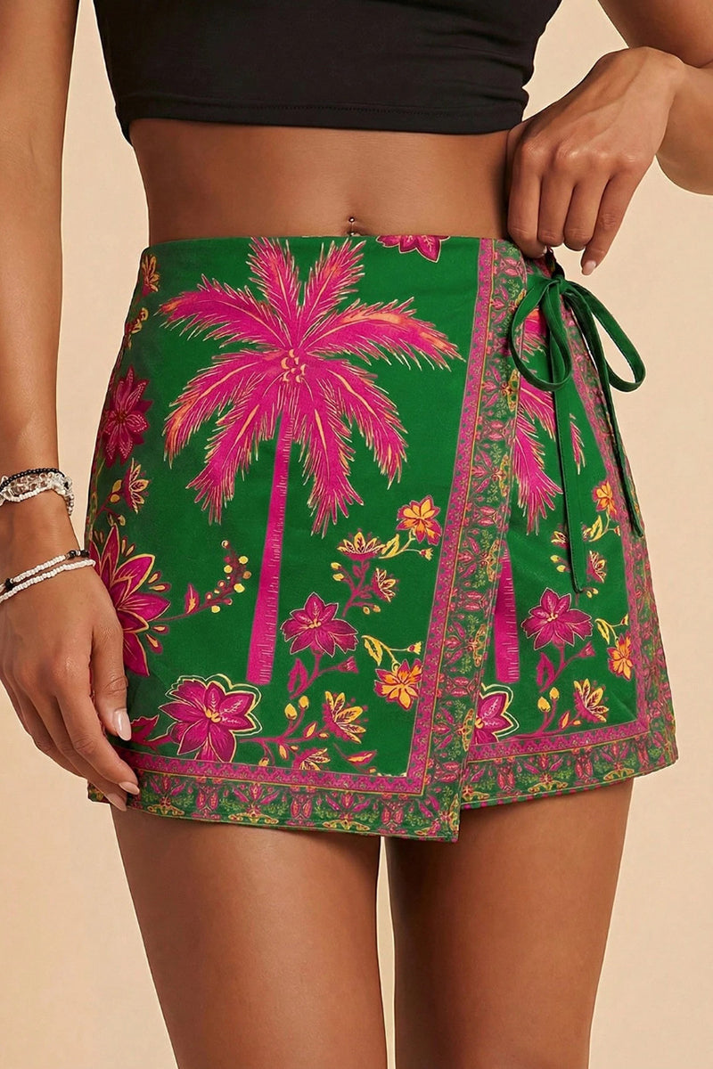Animal Print Wrap Design Casual Shorts
