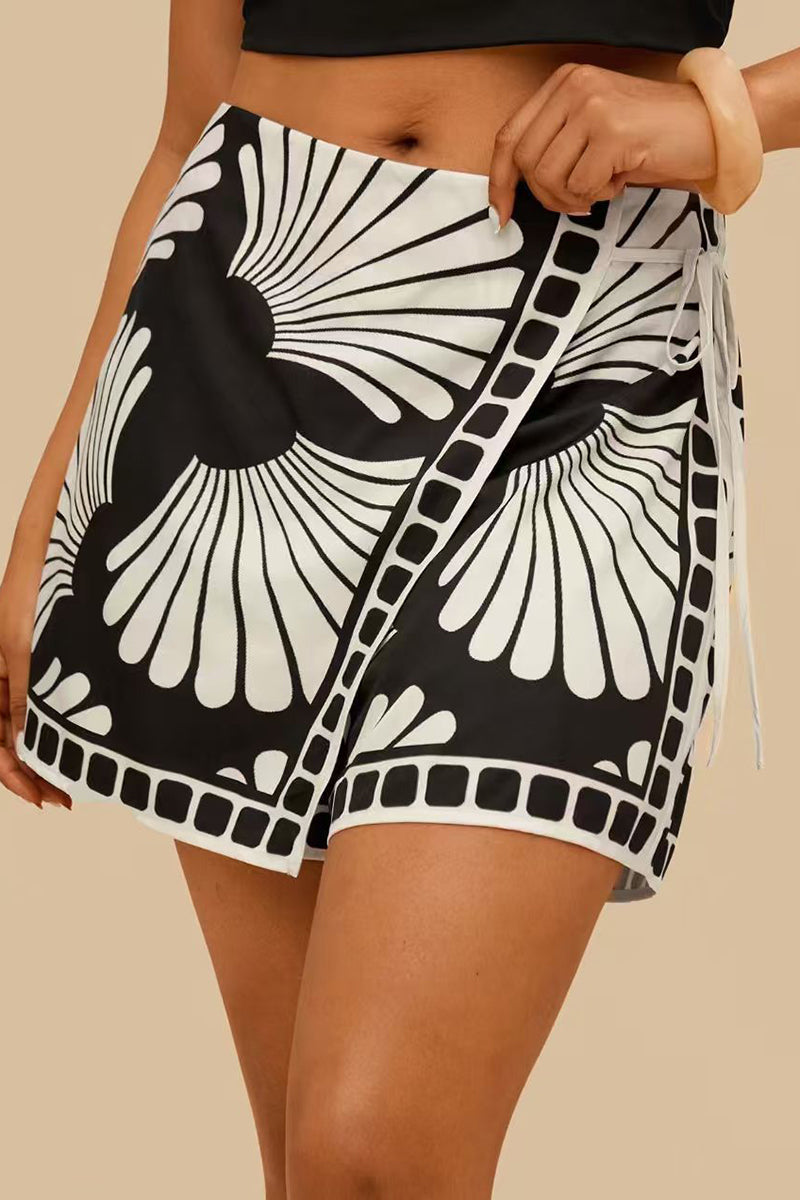 Animal Print Wrap Design Casual Shorts