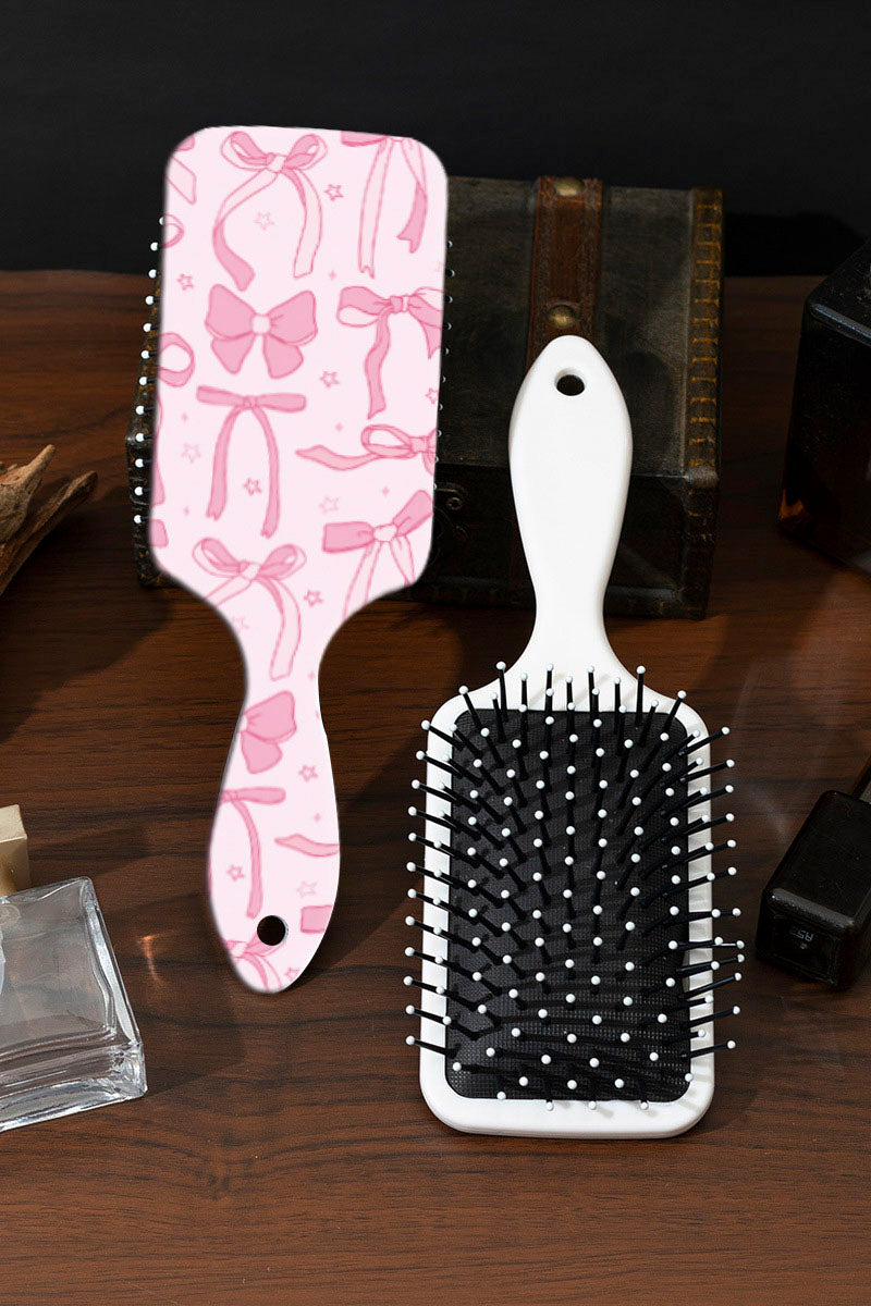 Bow Pattern Paddle Hair Brush