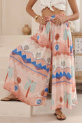 Boho Print Wide-Leg Casual Pants