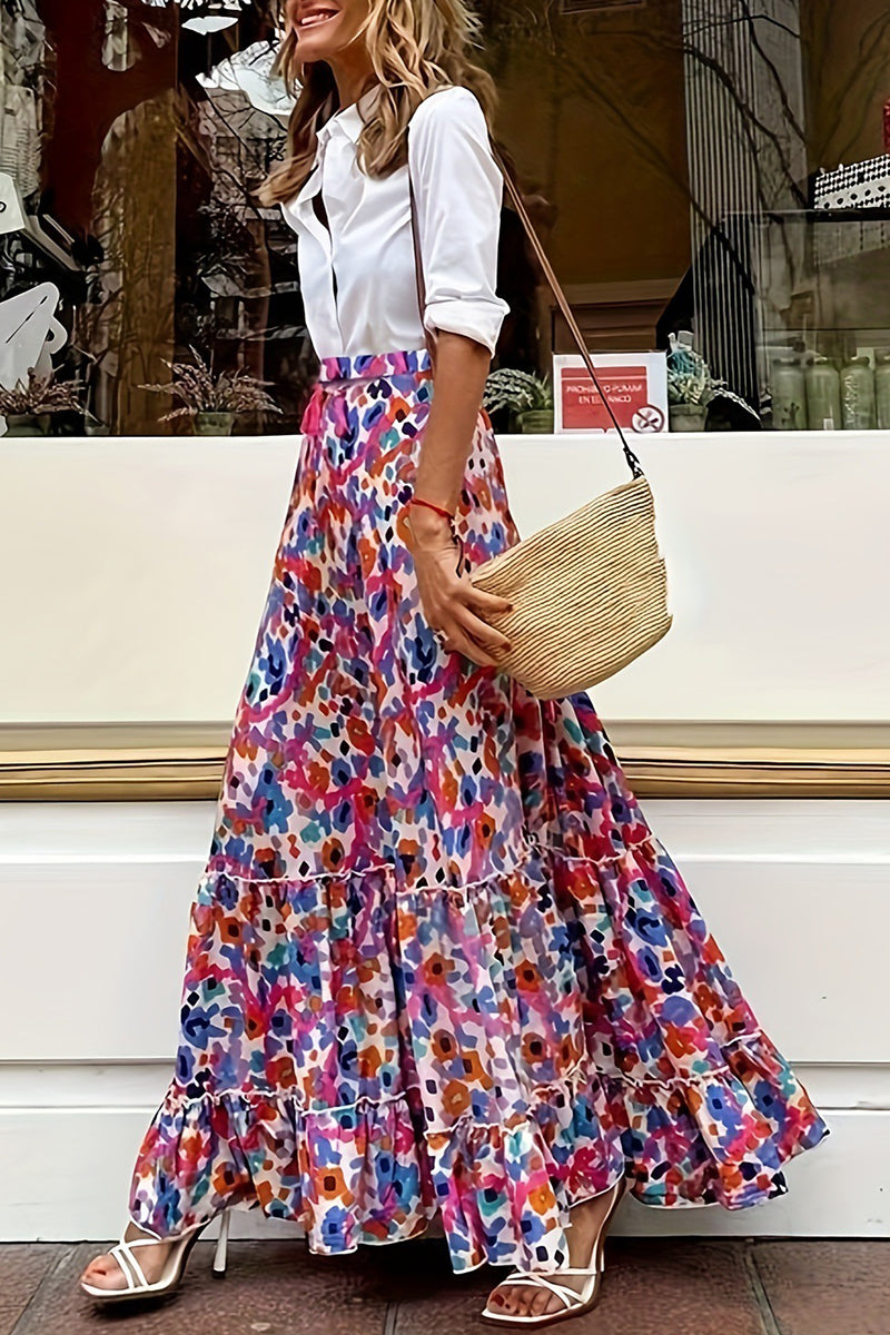 Boho Tiered Casual Maxi Skirt