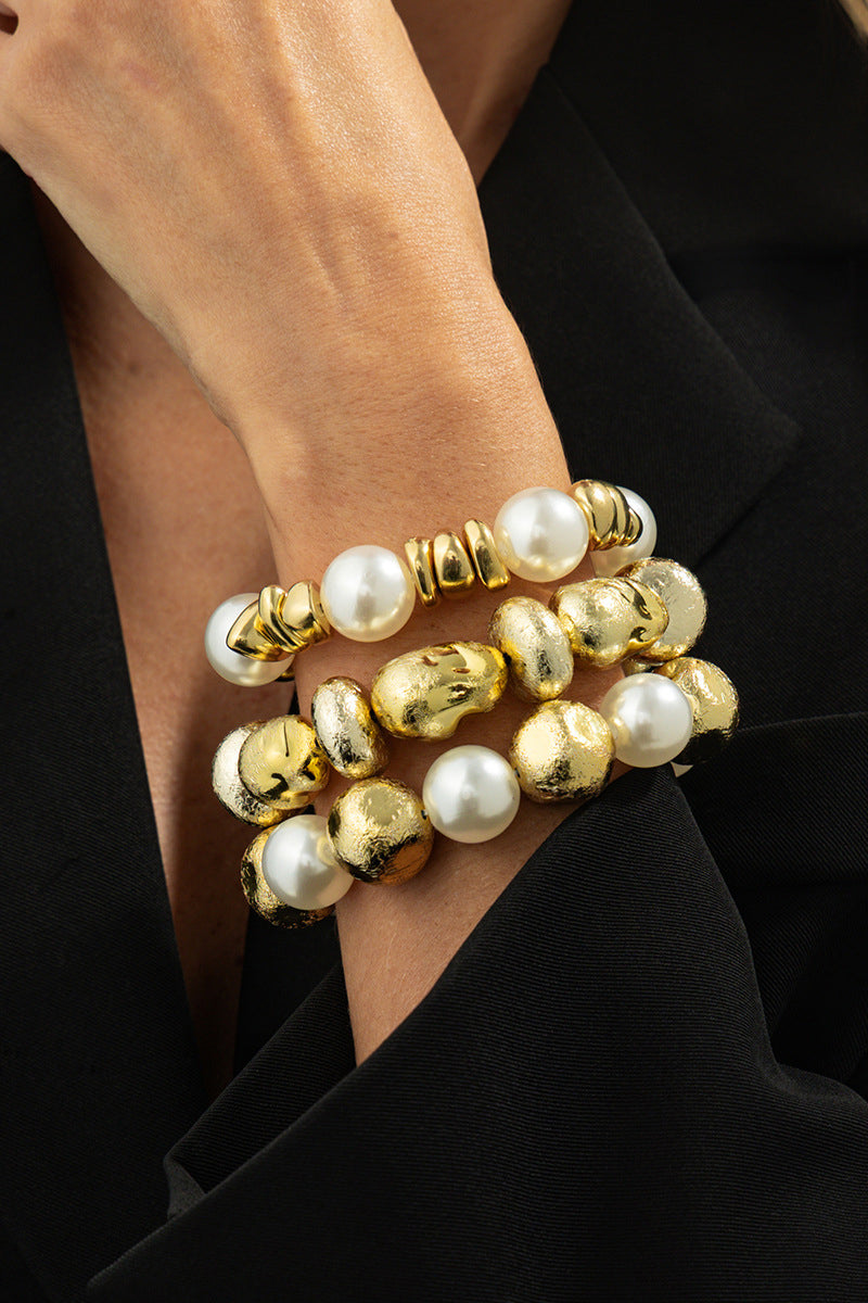 Bold Statement Pearl and Gold Bracelet