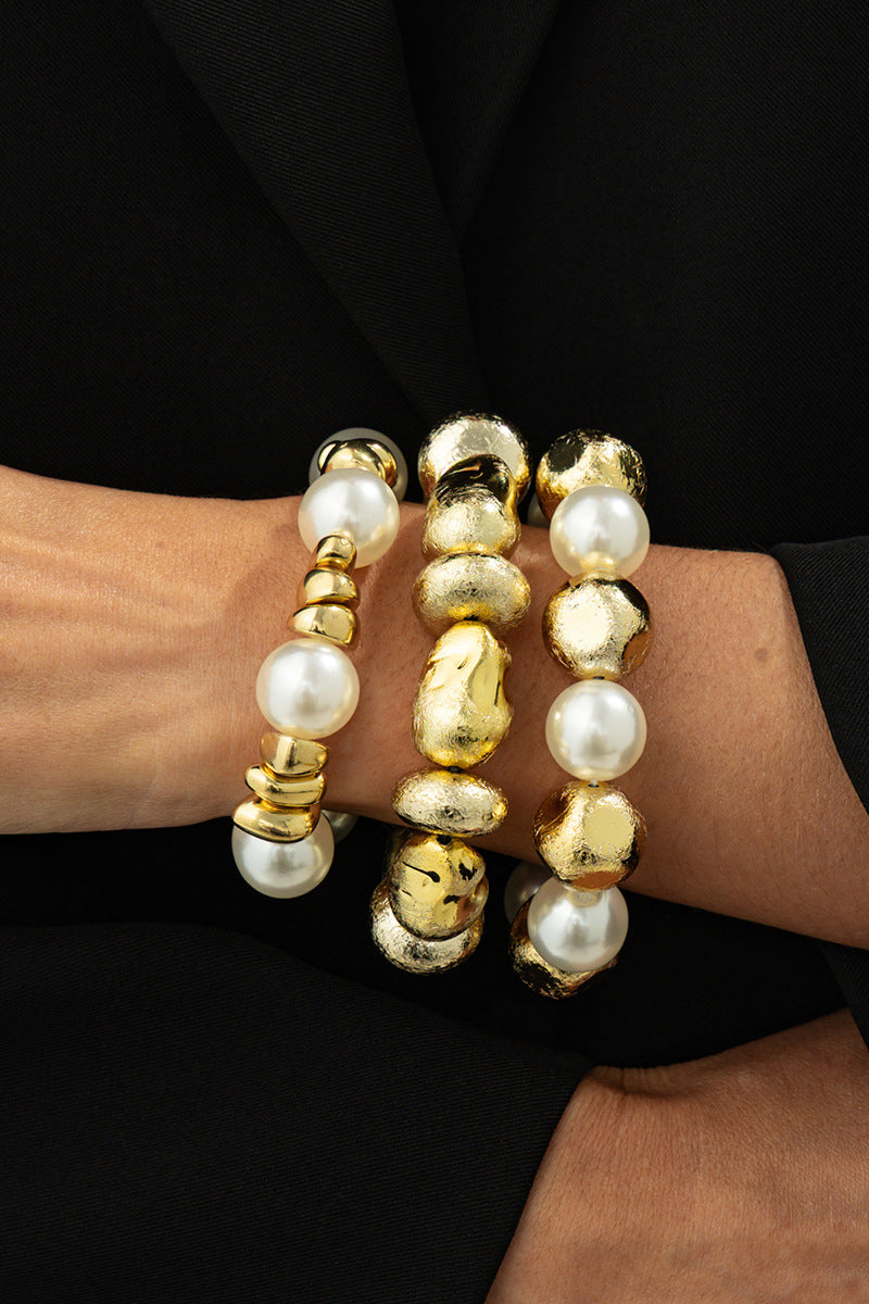 Bold Statement Pearl and Gold Bracelet