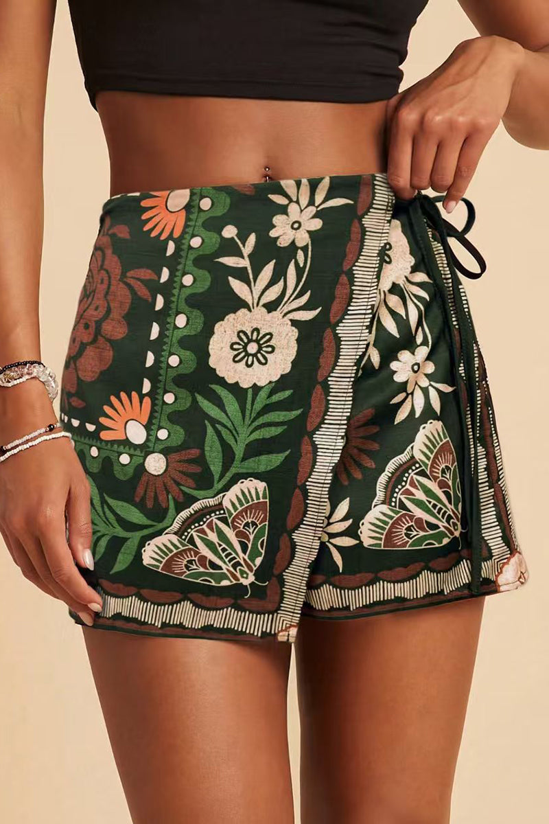 Animal Print Wrap Design Casual Shorts