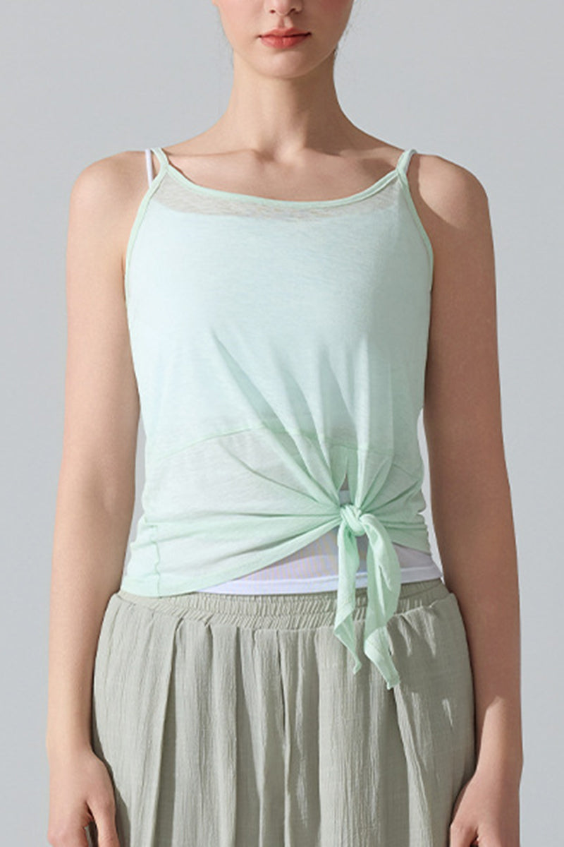 Asymmetrical Hem Sleeveless Active Top