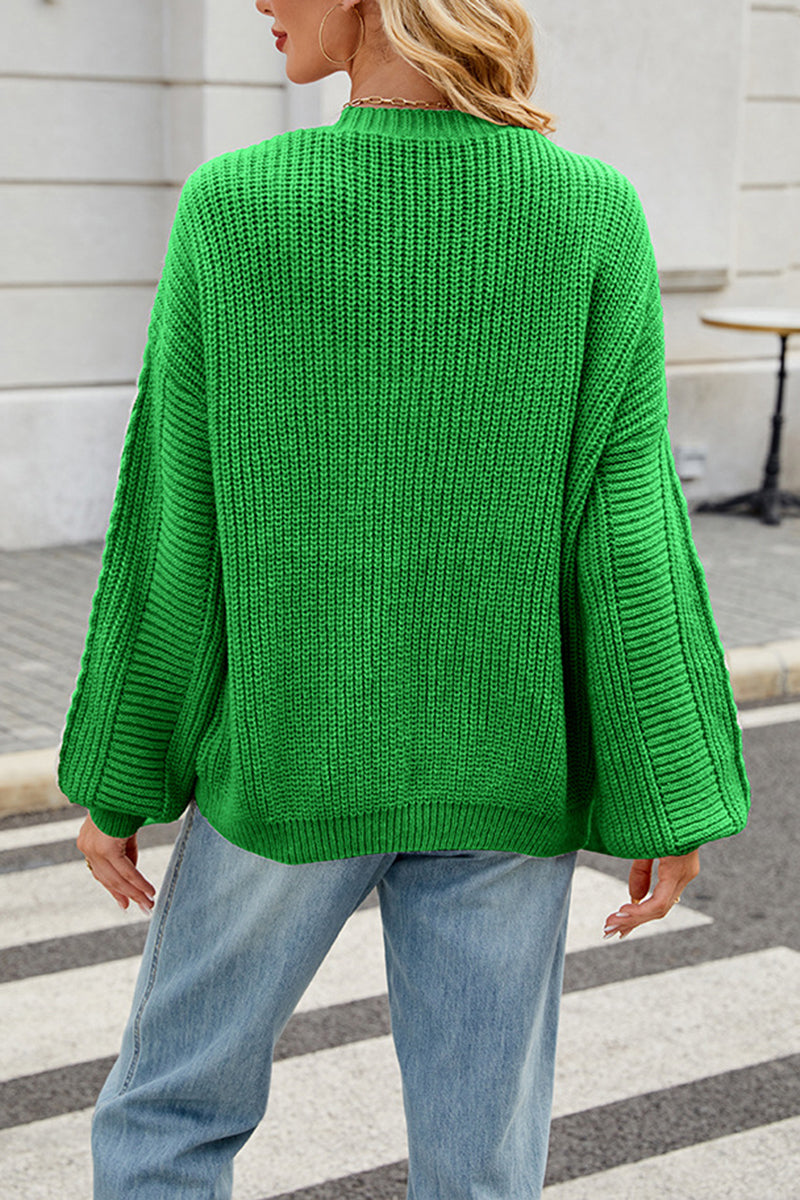 Button Front Cable Knit Cardigan