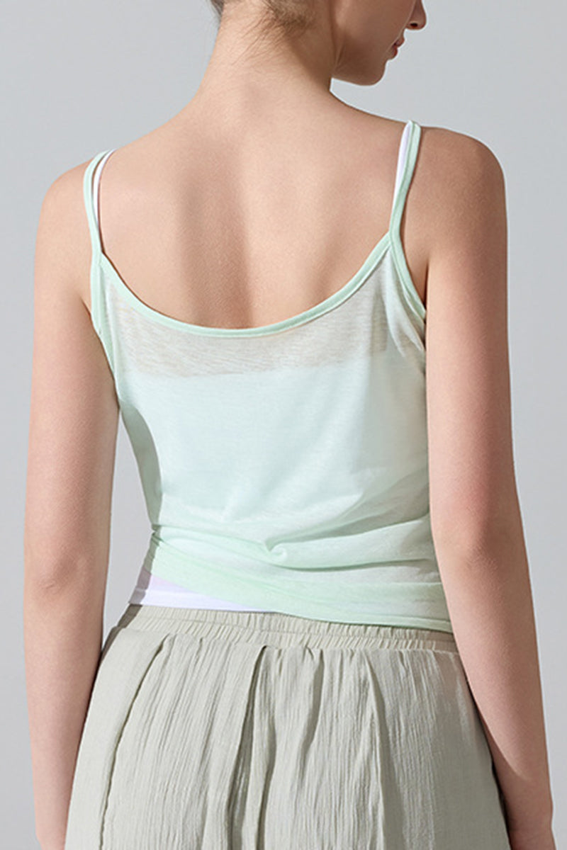 Asymmetrical Hem Sleeveless Active Top