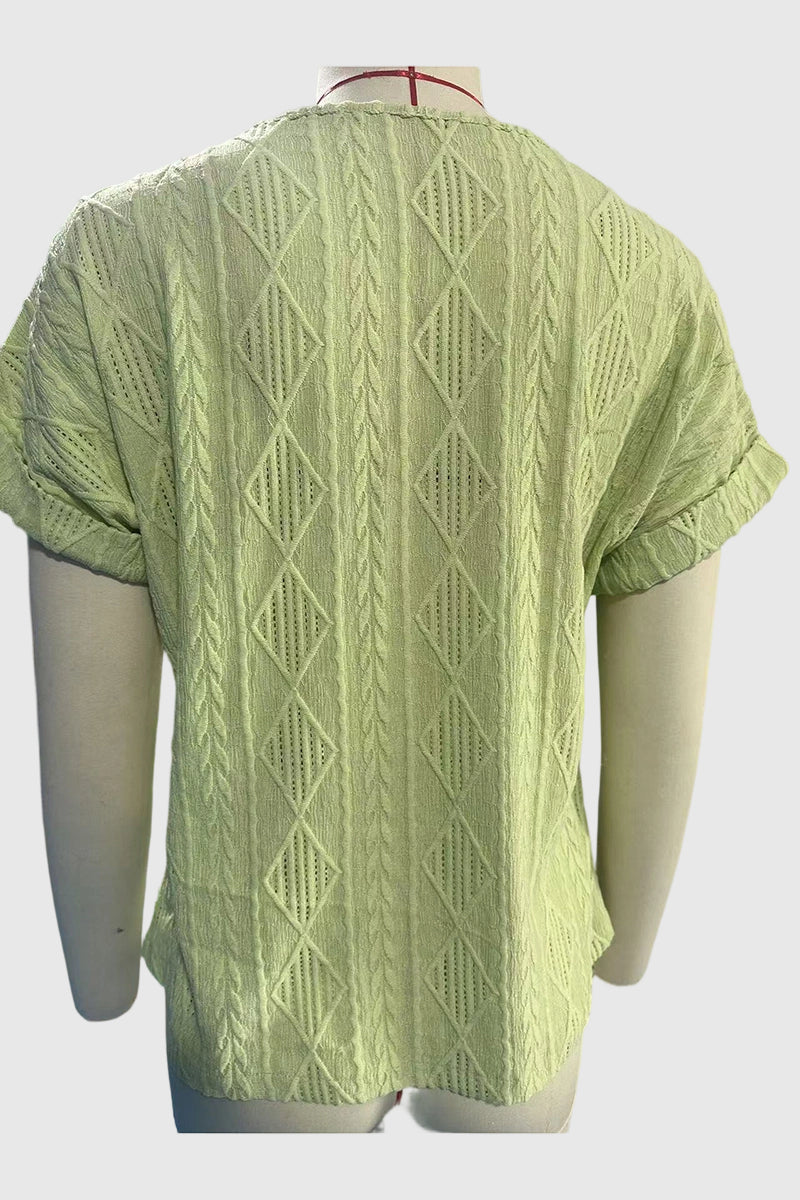 Button-Detail V-Neck T-Shirt