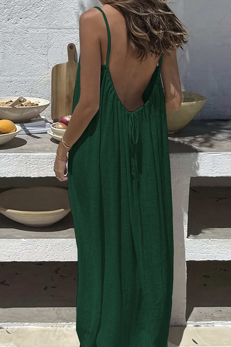 Backless Flowy Sleeveless Casual Dress