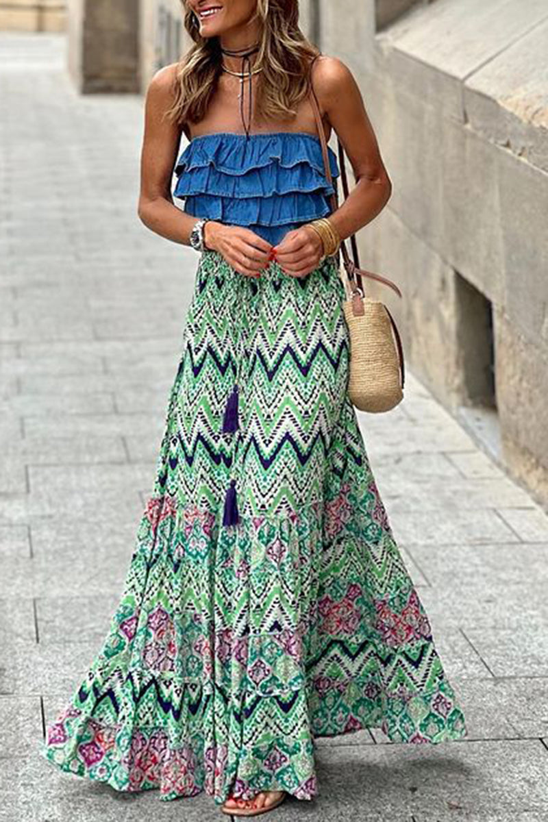 Boho Tiered Casual Maxi Skirt