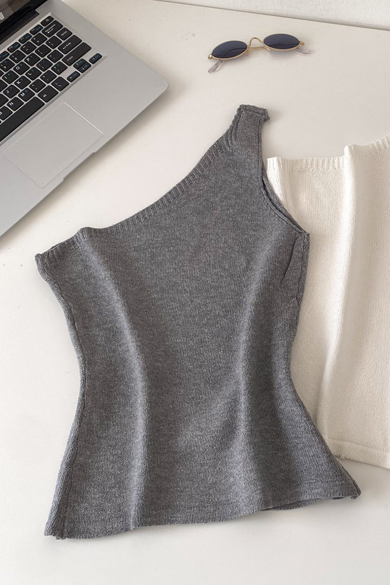 Asymmetric Sleeveless Knit Tank