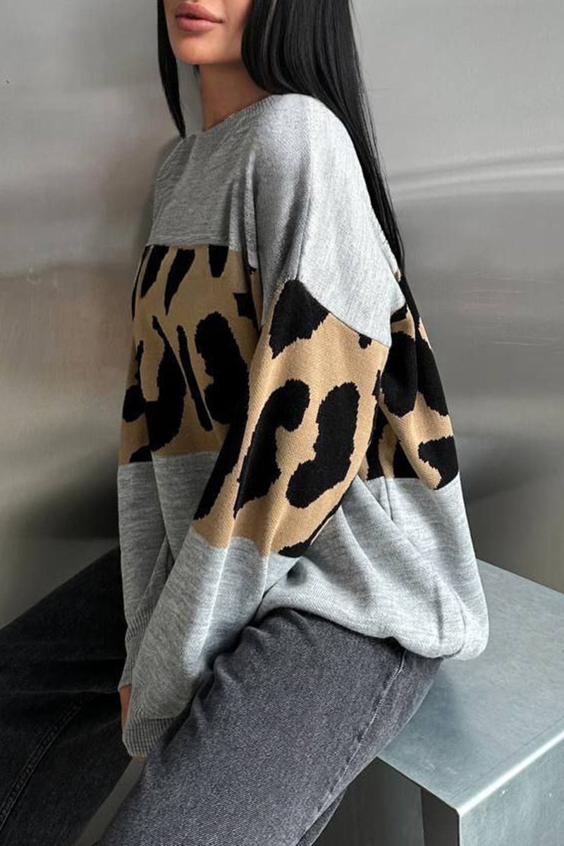 Animal Print Colorblock Sweatshirt