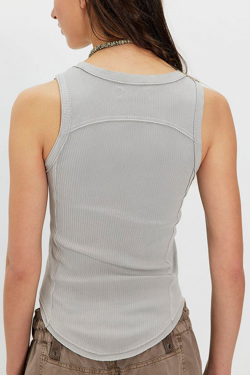 Buckled Ribbed Sleeveless Tank Top
