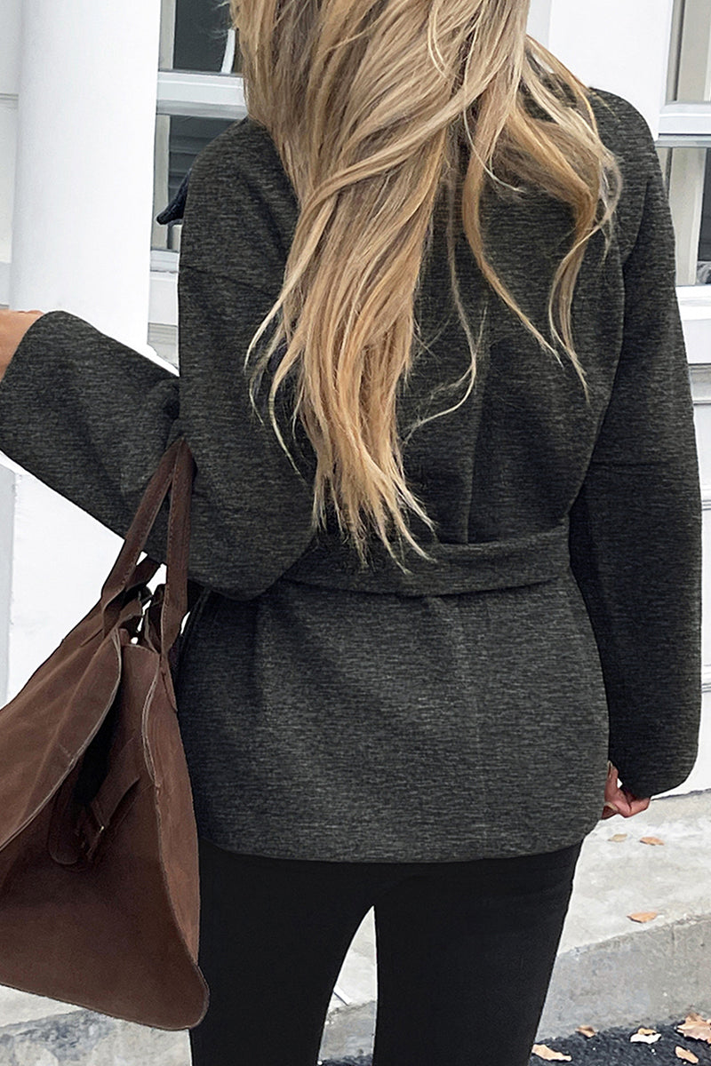 Belted Lapel Collar Blazer Jacket