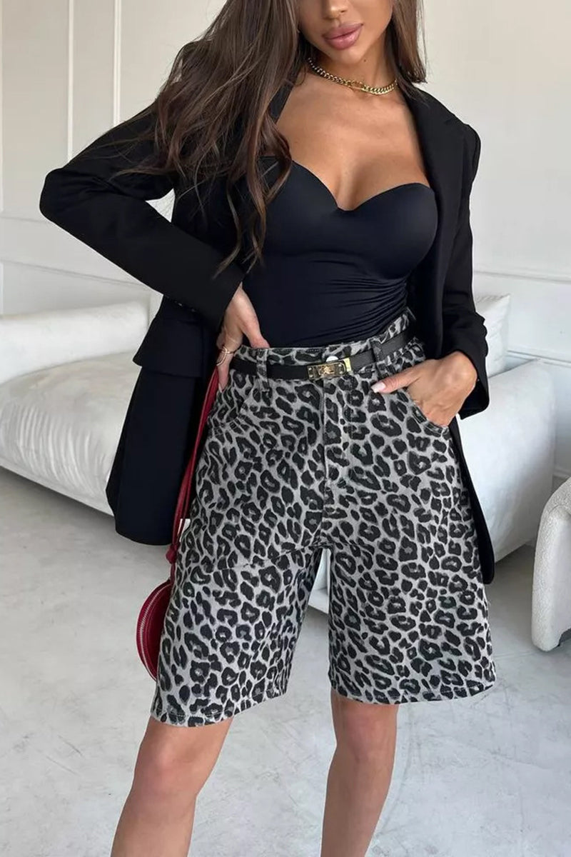 Animal Print Casual Shorts