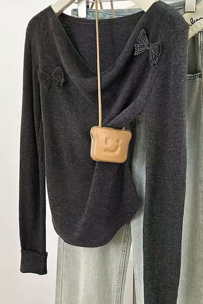 Butterfly Embellished Long Sleeve Top