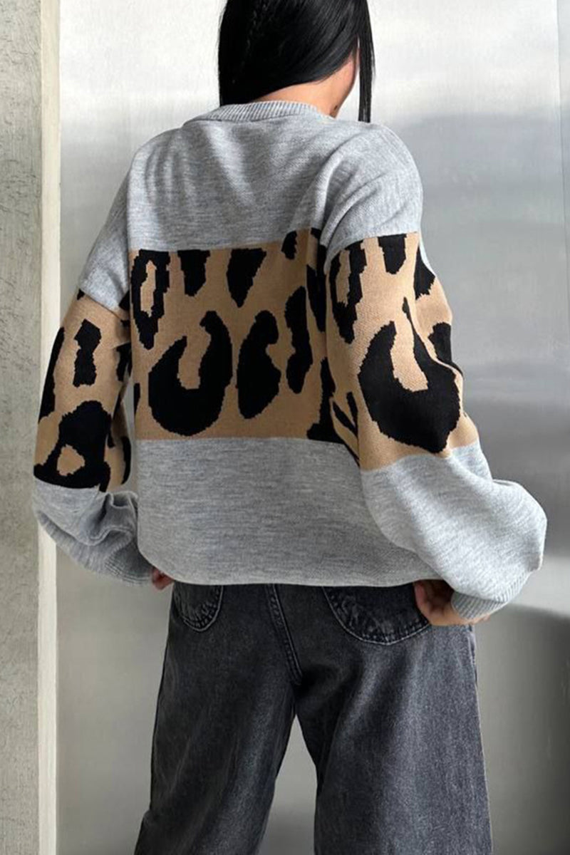 Animal Print Colorblock Sweatshirt