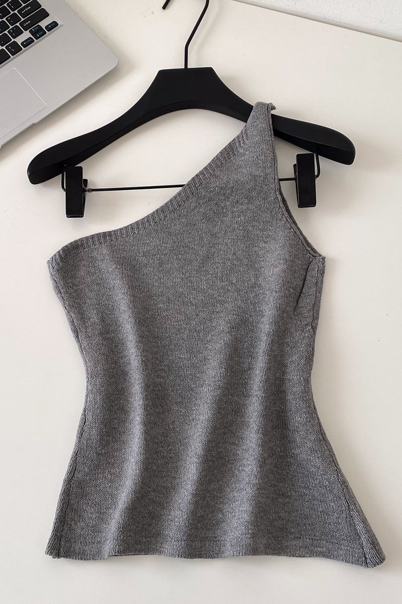 Asymmetric Sleeveless Knit Tank