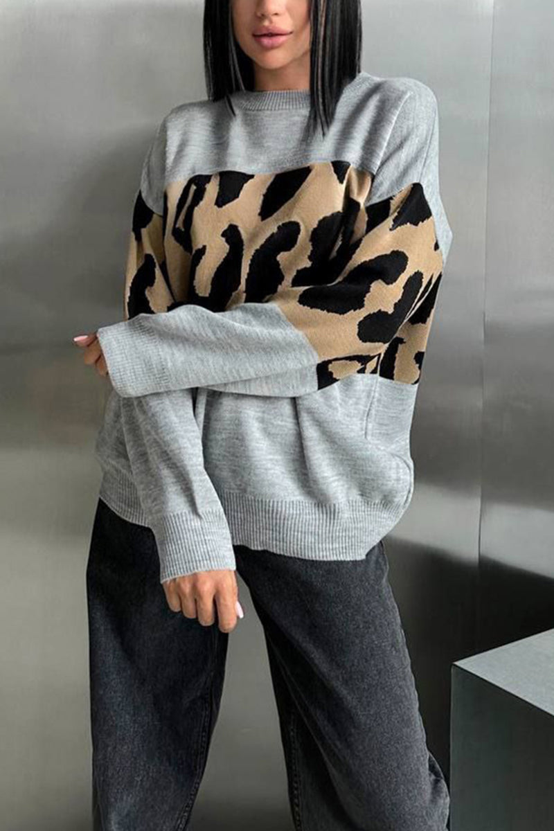 Animal Print Colorblock Sweatshirt