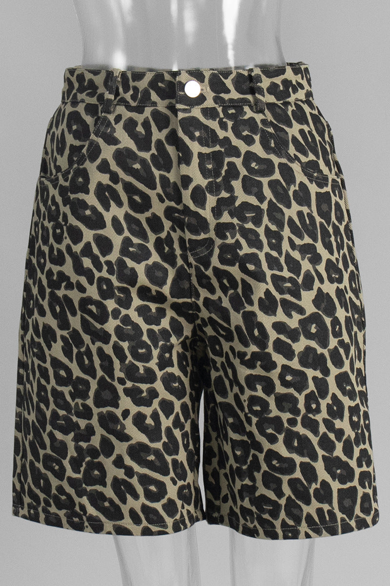Animal Print Casual Shorts