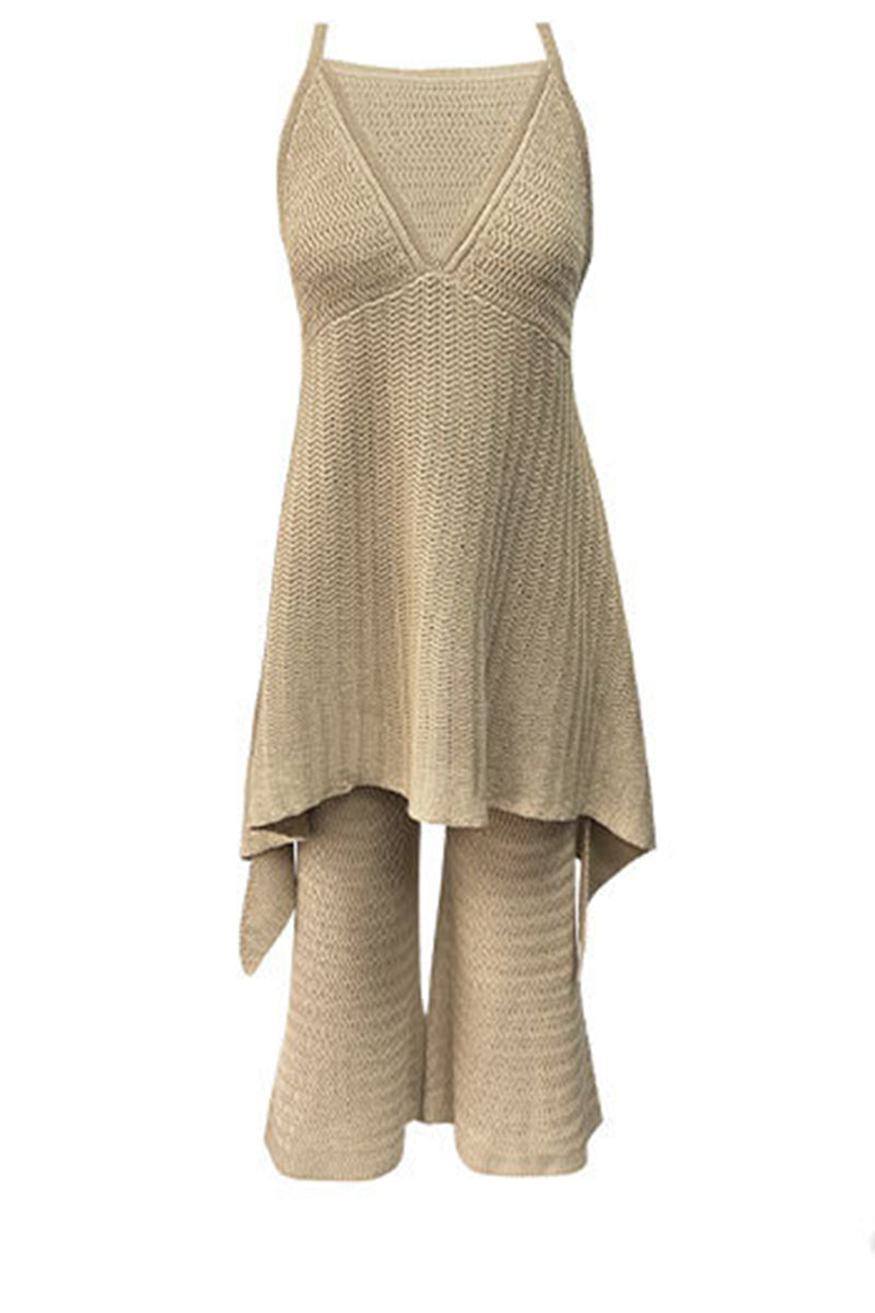 Asymmetric Hem Pants Set